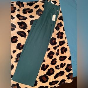 Teal Blue Green wide leg pants